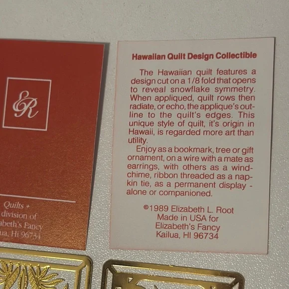 Hawaiian Gold Bookmark, Ornament or Earrings - Picture 2 of 4
